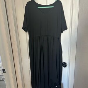 Black V-Neck Midi Dress